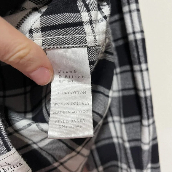 Frank & Eileen Barry Black‎ White Flannel Plaid Tailored Button Up Shirt - Picture 4 of 7